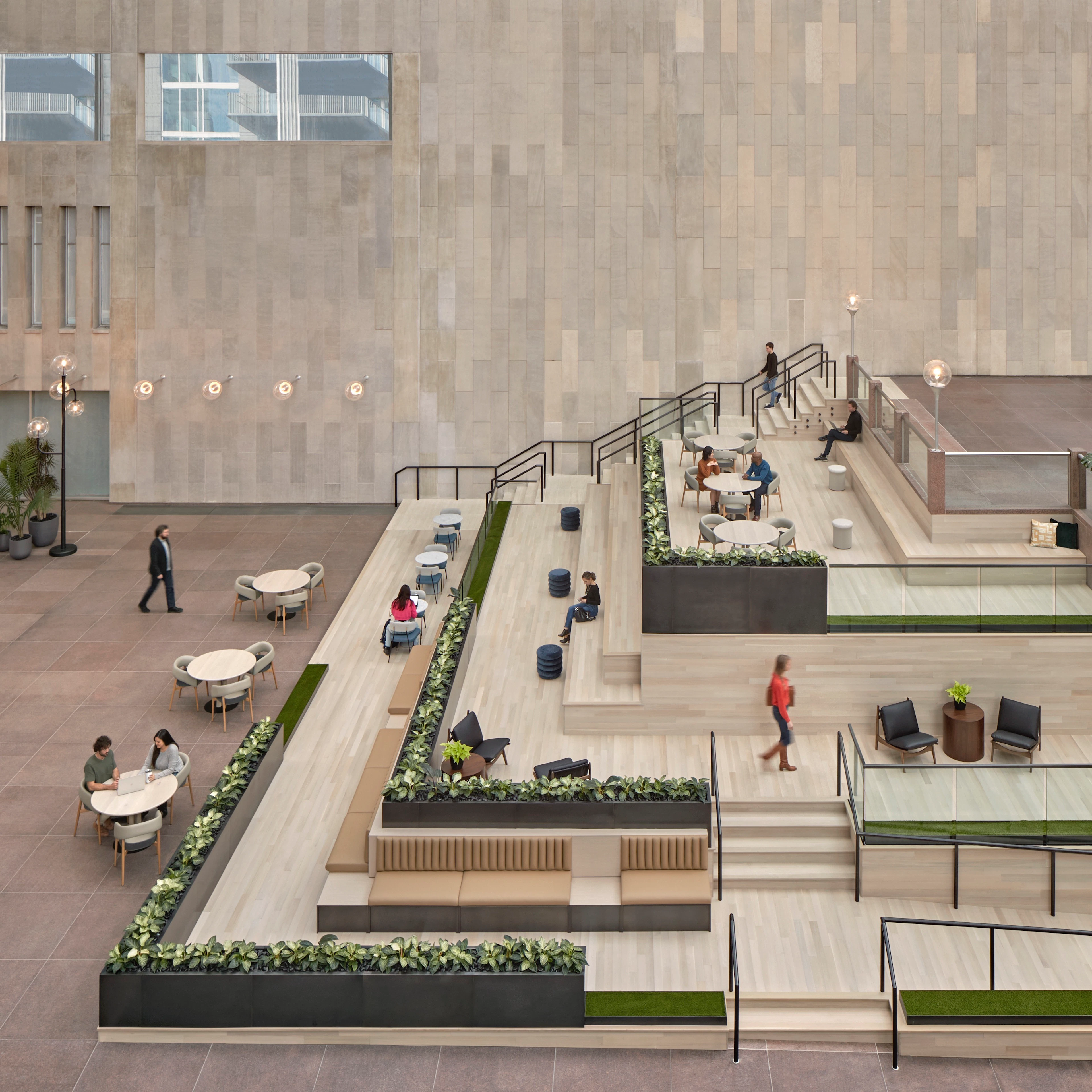 communal spanish steps design in atrium space