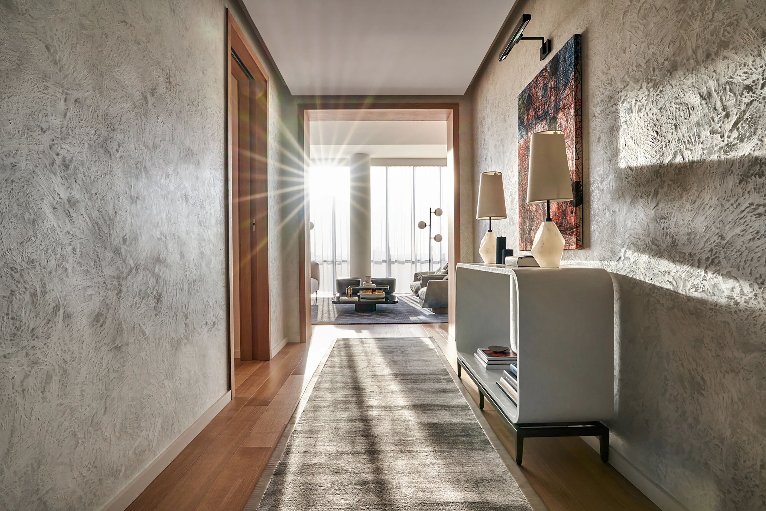 hallway view of living room window