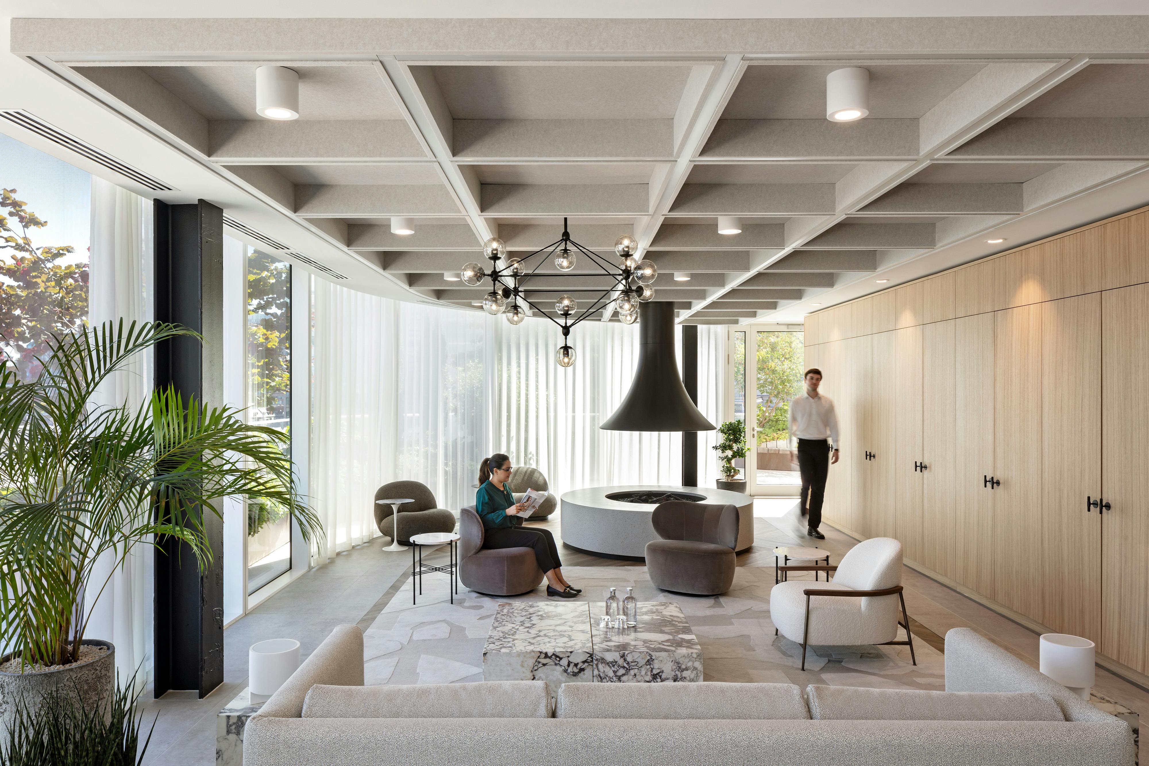 mondrian fireplace area design