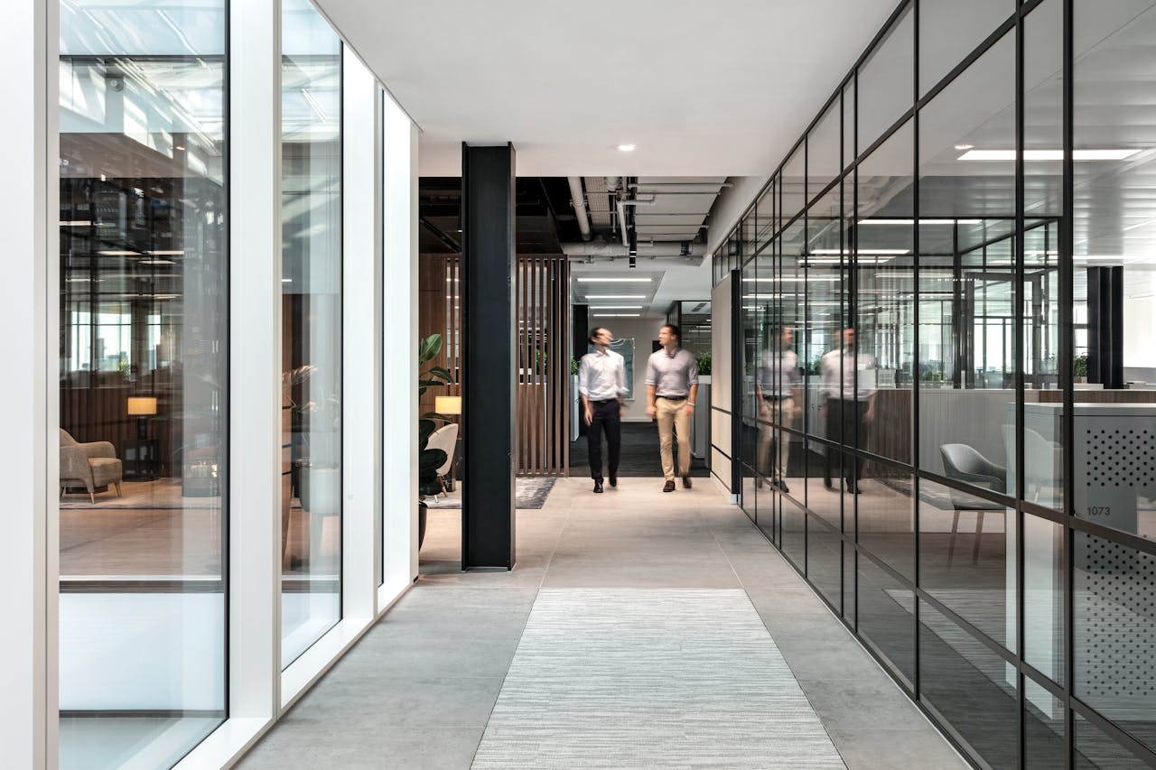 employees in mondrian open office space design
