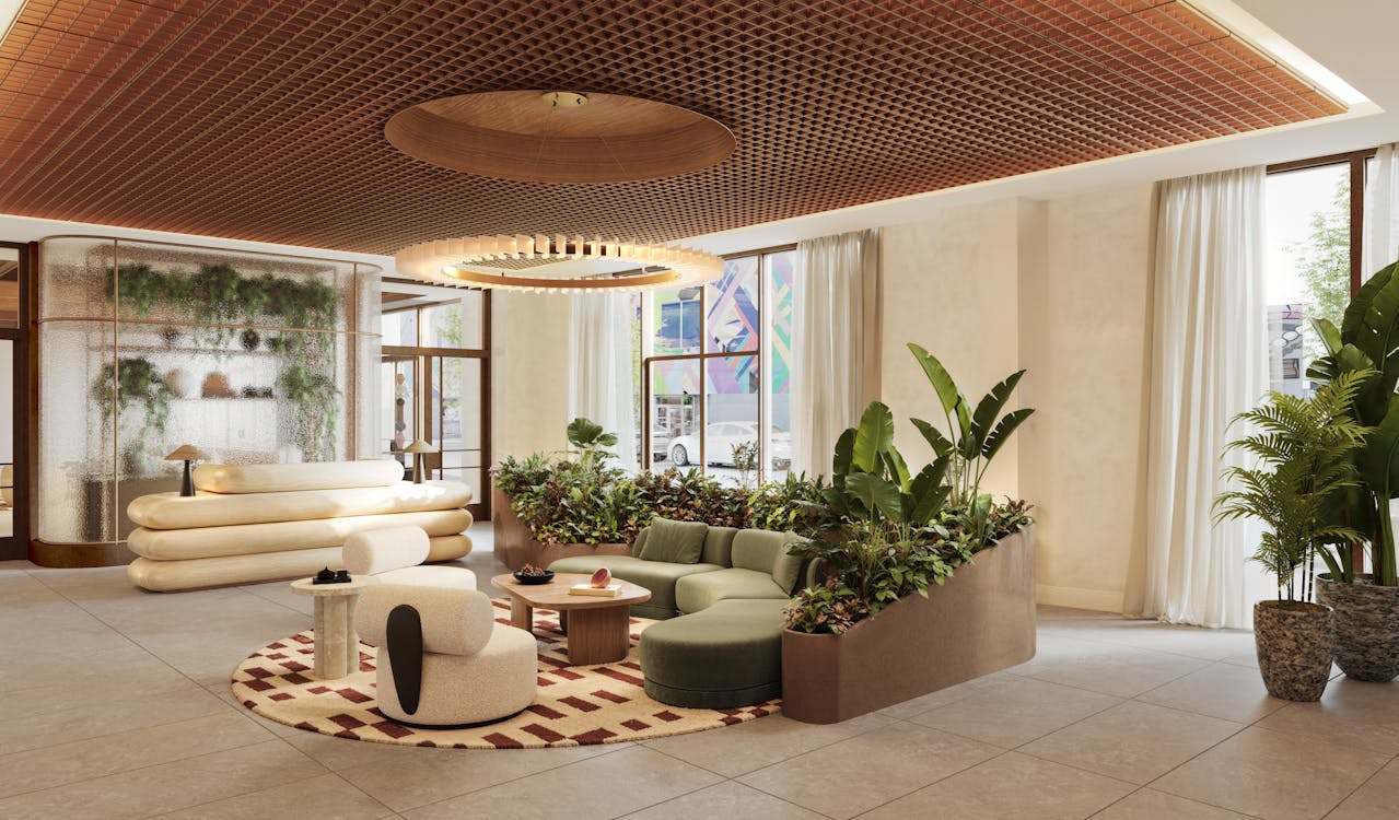 Cloud One Mural Lobby Hotel Design Interior png