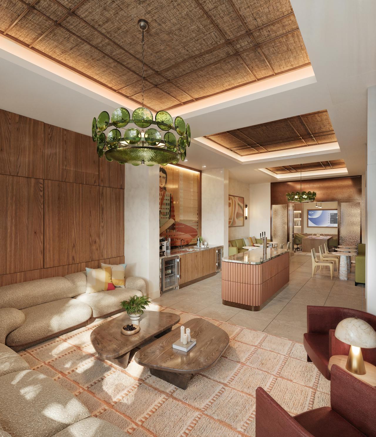 Cloud One Mural Lounge Hotel Design Interior png