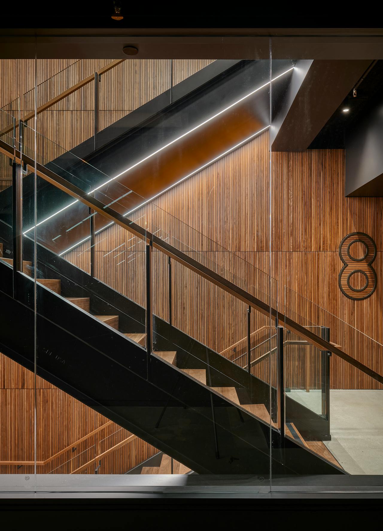 MAWD Interior Design Staircase Wood Glass Office Design