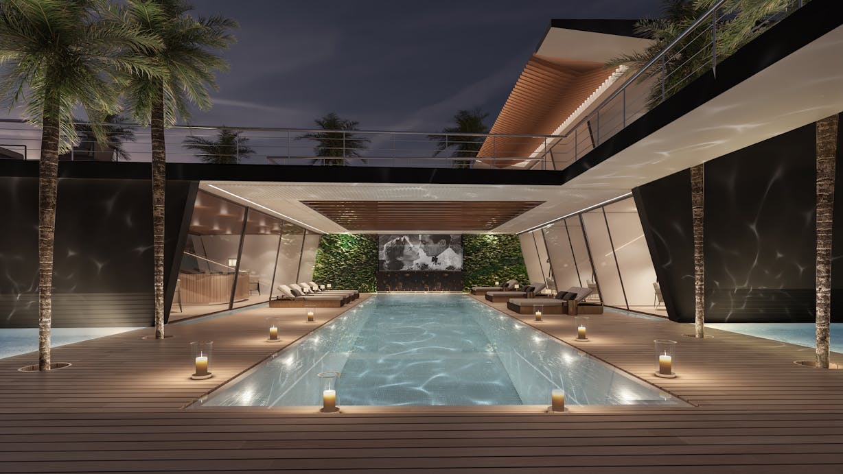 swimming pool at the private members club in sunset boulevard los angeles