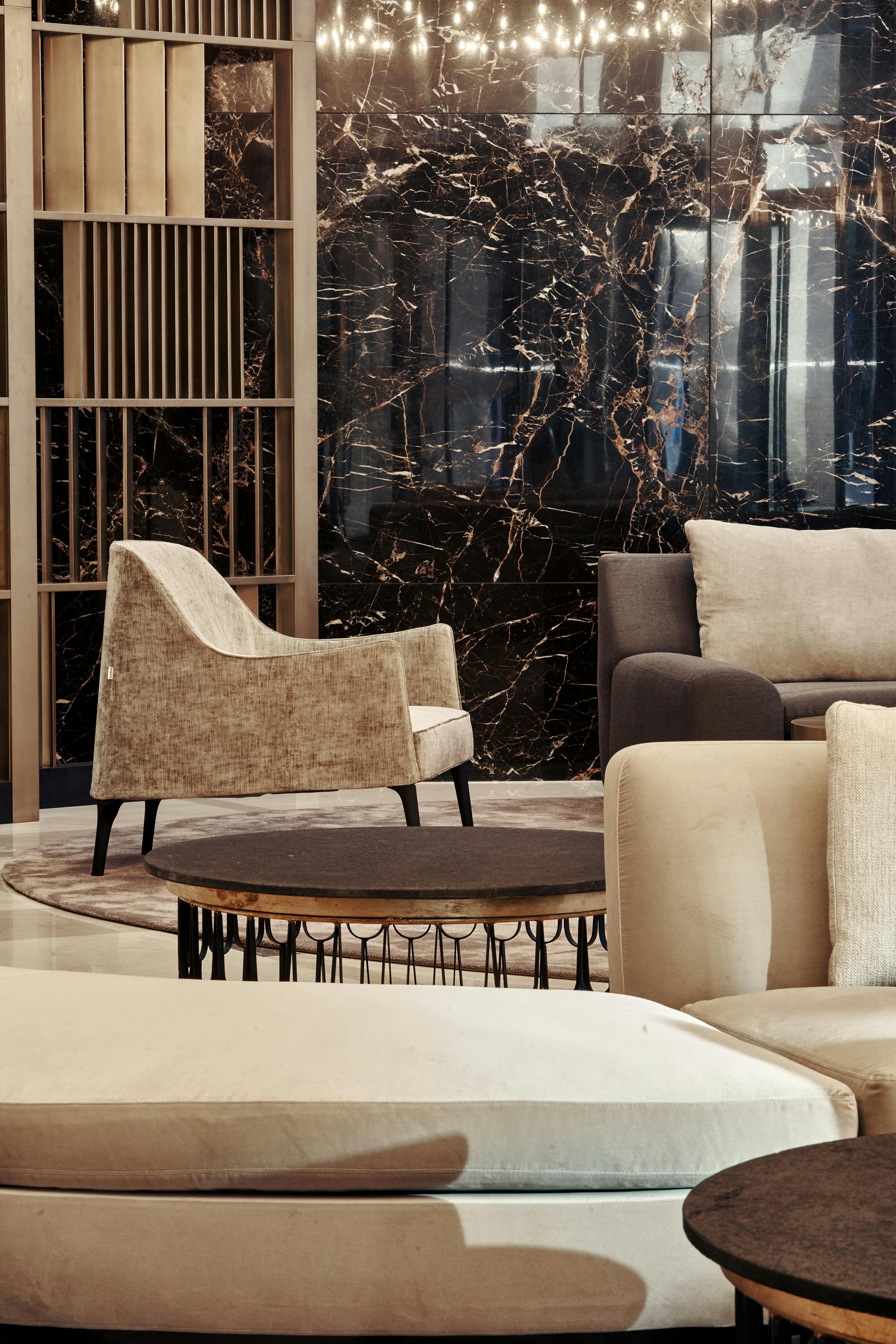 designer armchairs, sofas and coffee tables