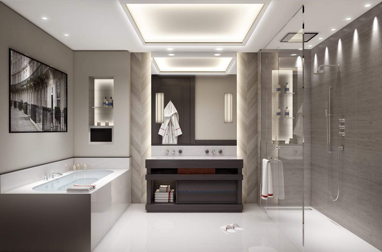 bathroom sink vanity unit in master bathroom