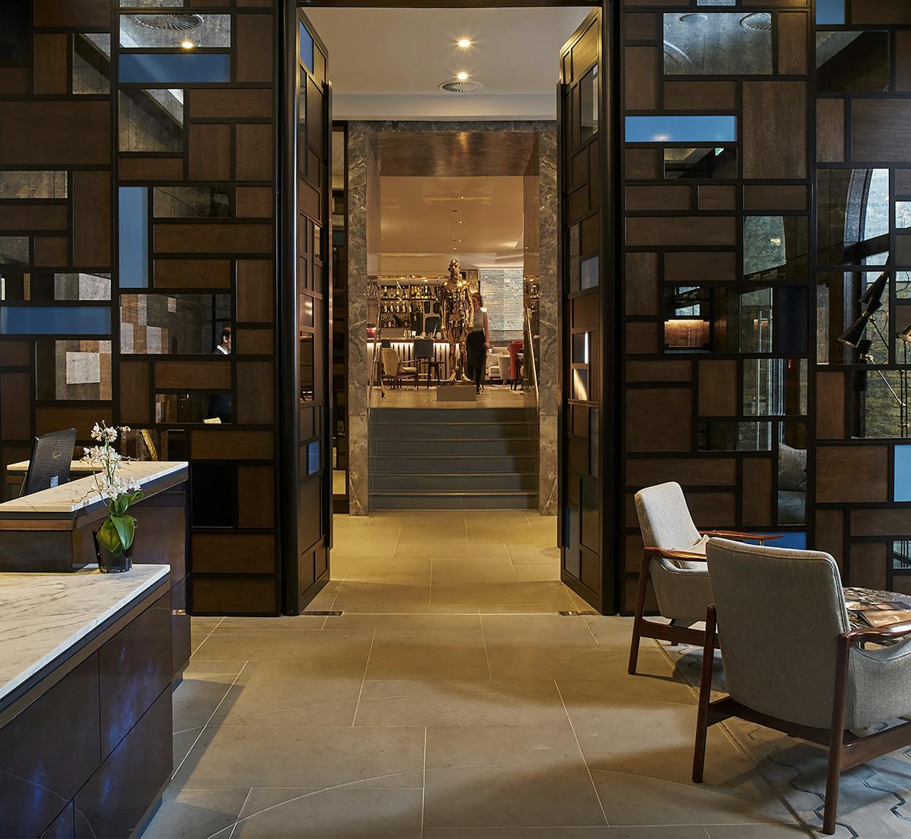 main entrance from lobby into devonshire club