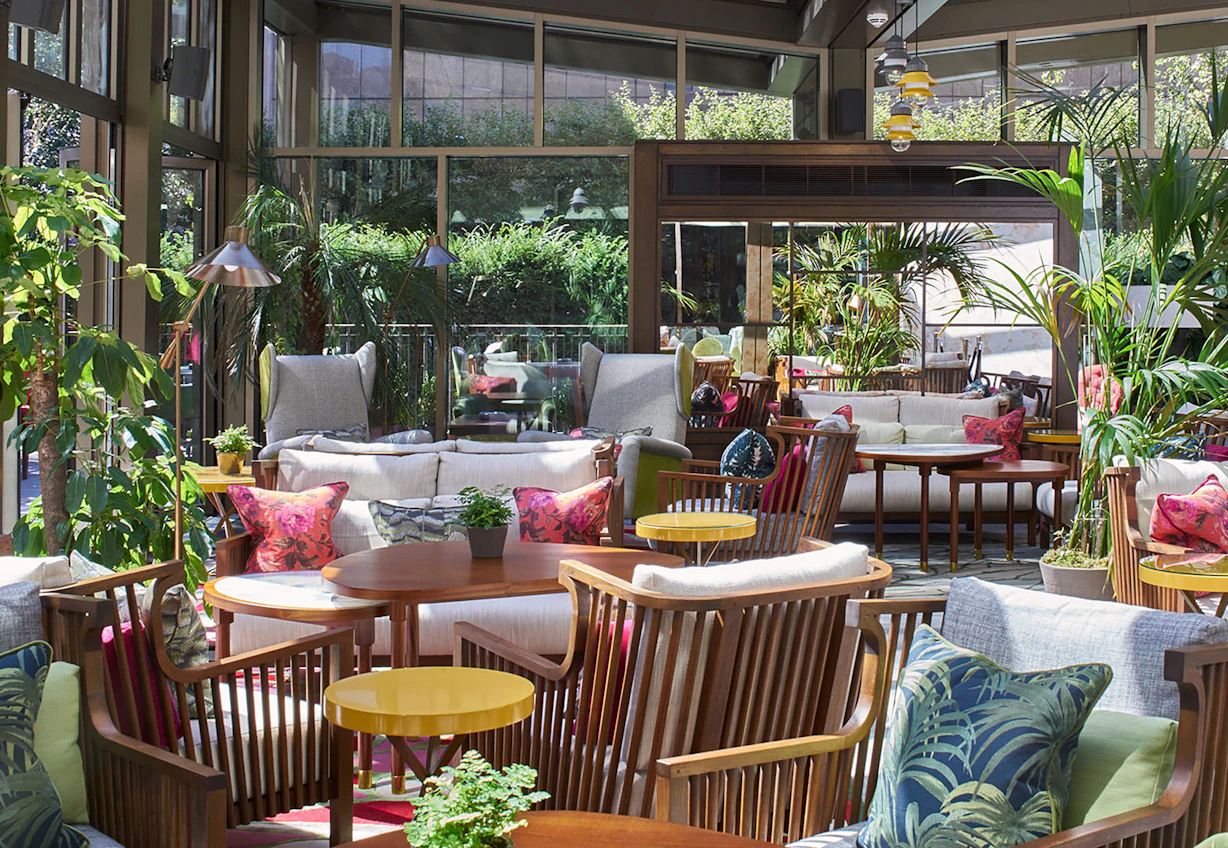 Devonshire Club hospitality interior design garden room
