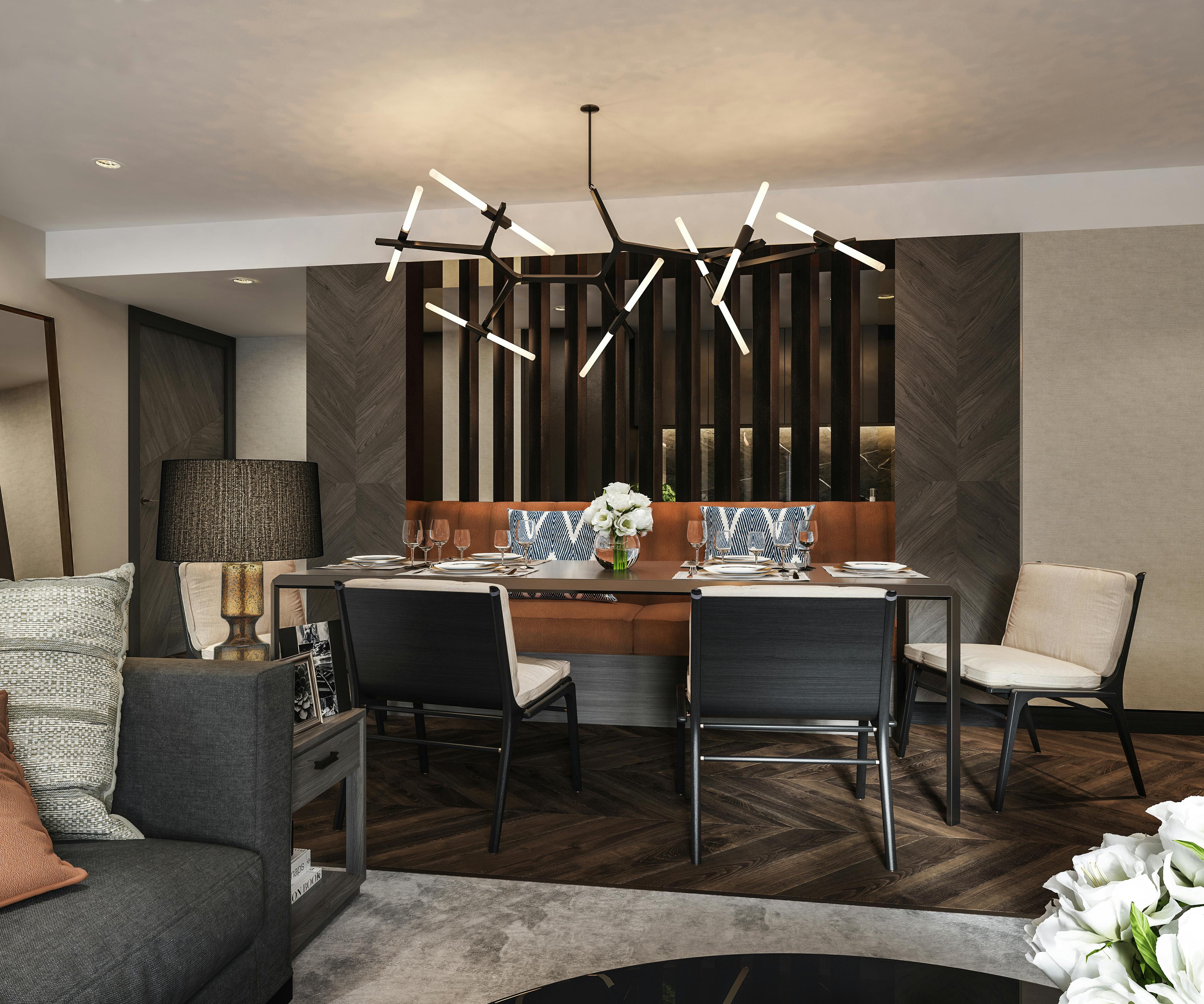 luxury interior living room dining table & chairs