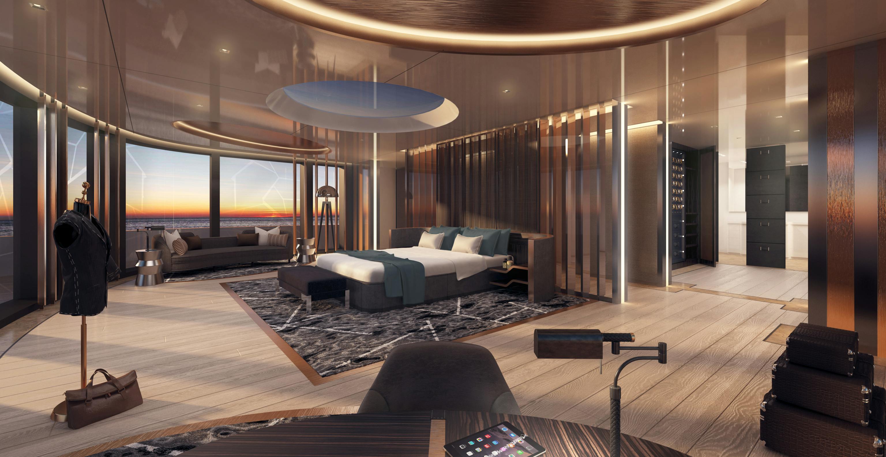 luxury yacht interior master bedroom
