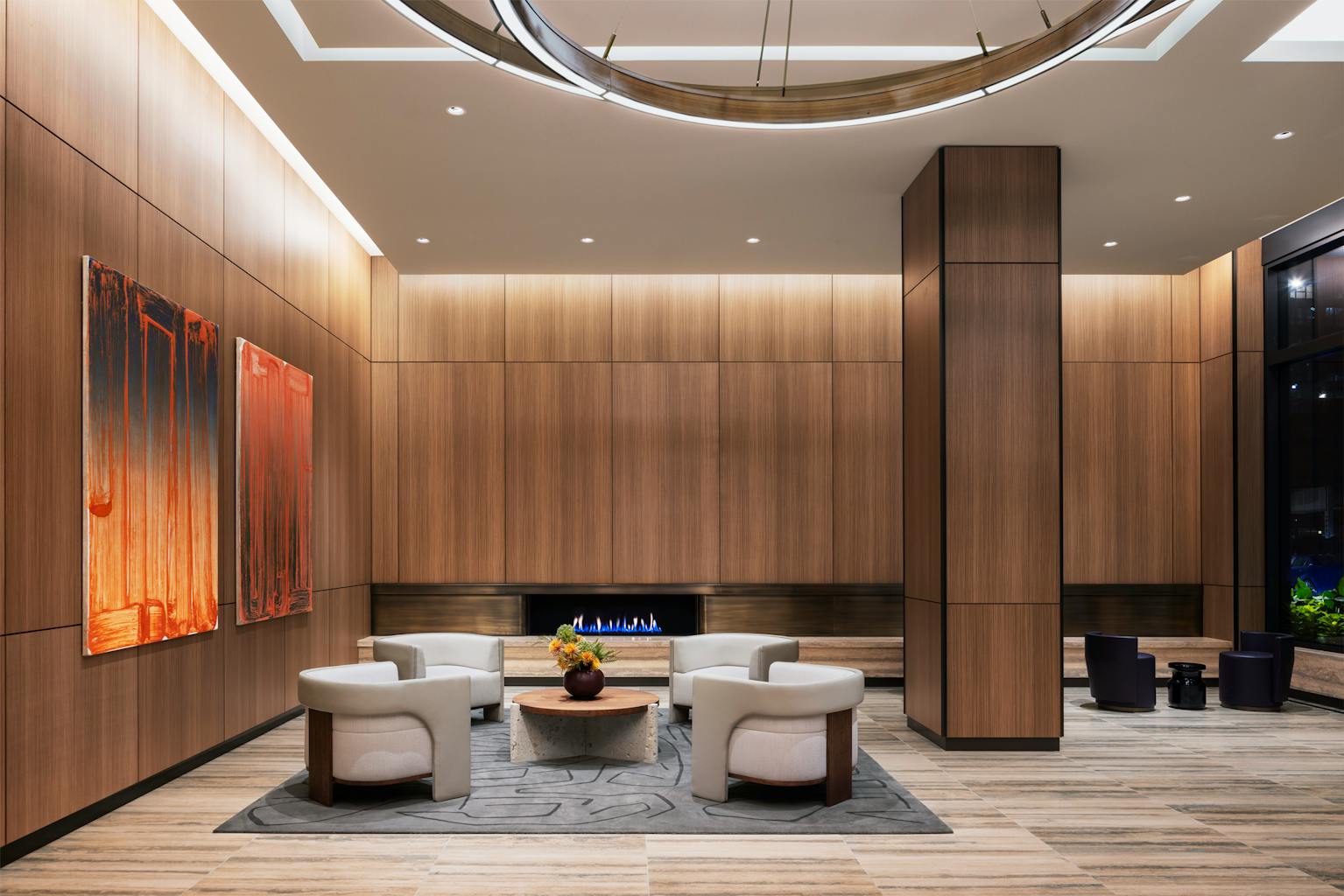 The Row Chicago Related Midwest Lobby Interior Design MAWD Residential Hospitality